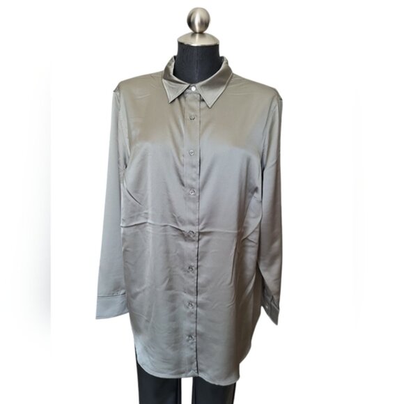 Lauren Ralph Lauren Tops - LAUREN Ralph Lauren Satin Dress Shirt Size XL
